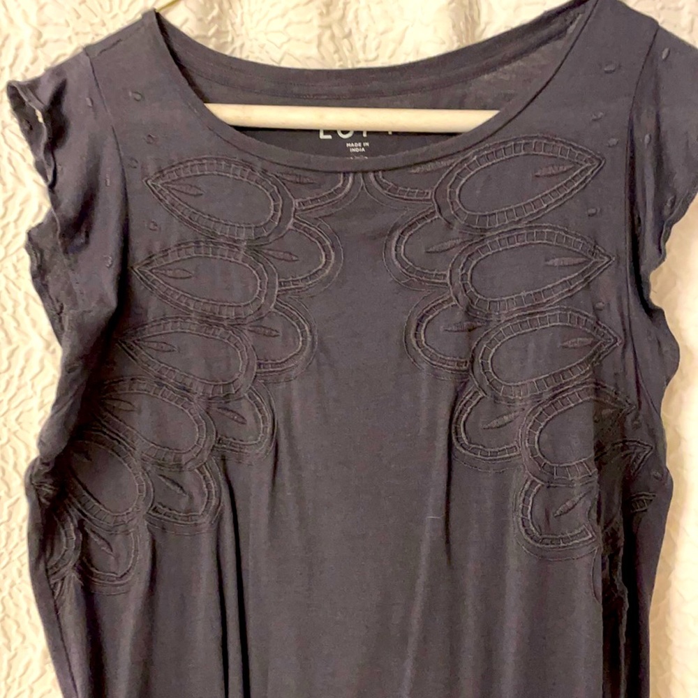 Loft dark gray with ruffle strap tank top